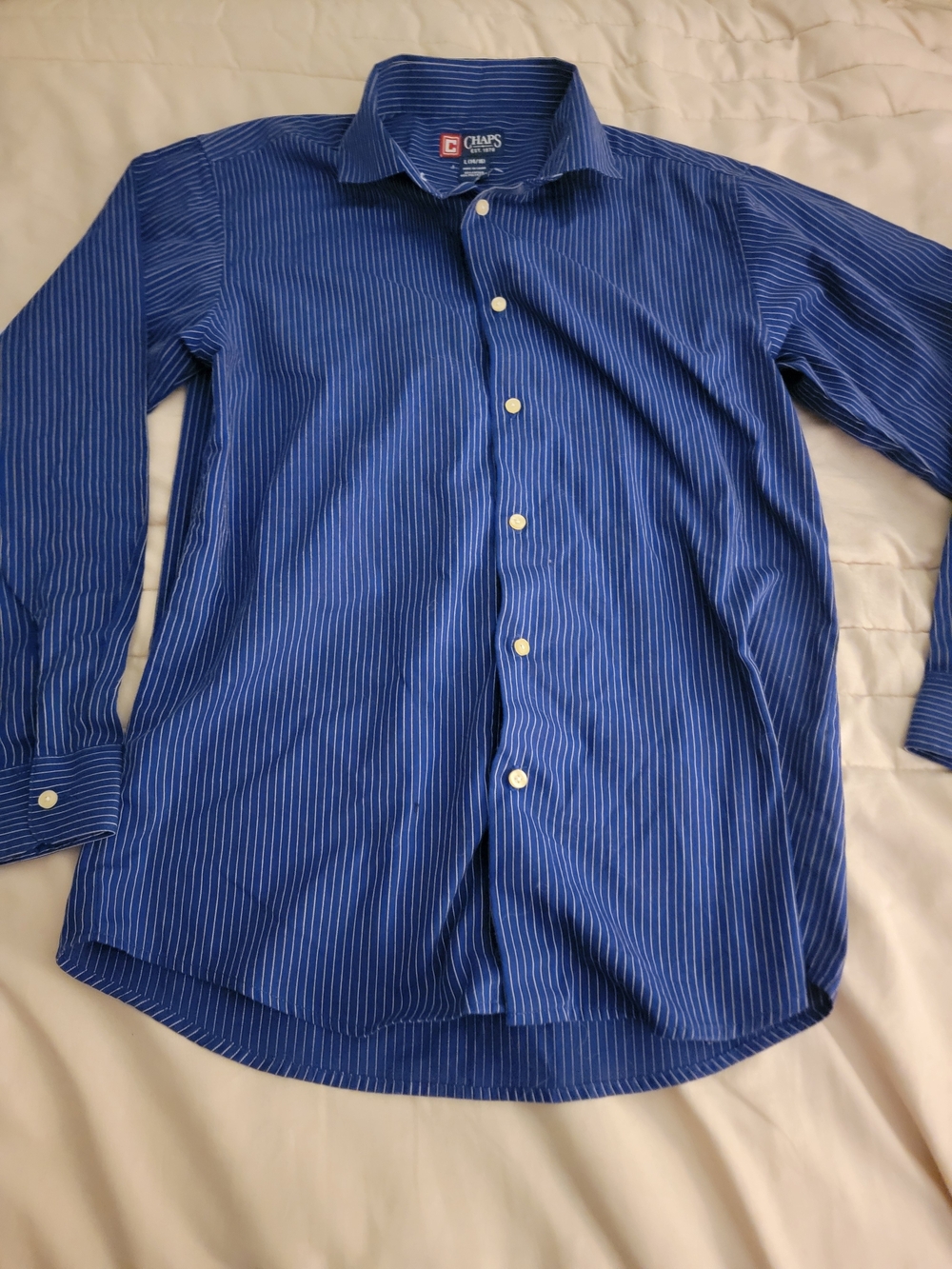 Chaps Boys Royal Blue Pinstripe Dress Shirt